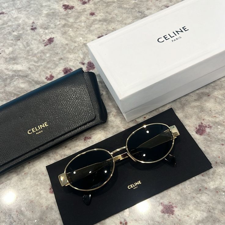 Celine Oval Shape Black Silver