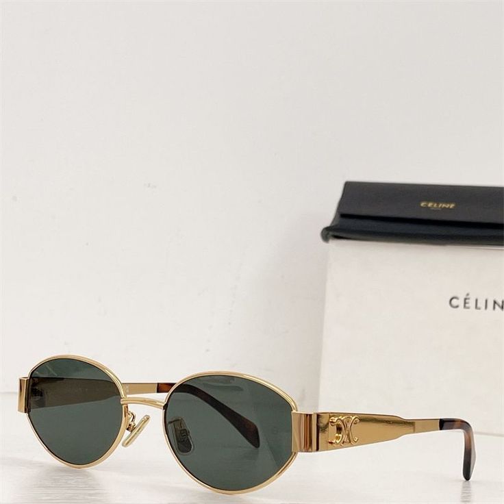 Celine Oval Shape Black Gold